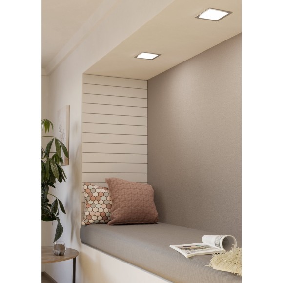 99168 EGLO FUEVA 5 (Фуэва 5) встраиваемый квадратный LED-светильник, 11 Вт, 1350 лм, 3000 К, IP20, матовый никель, 166x166 мм