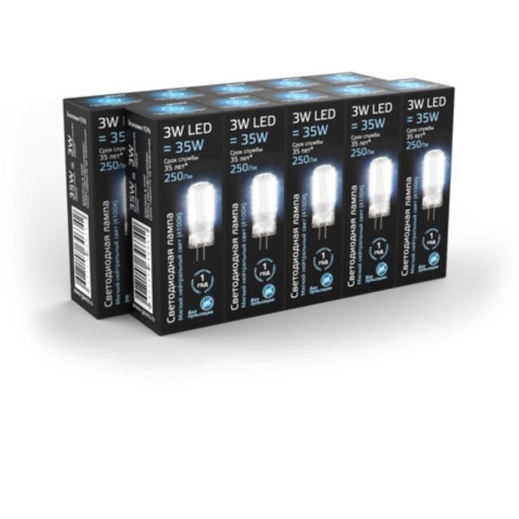107707203 Лампа Gauss LED G4 AC150-265V 3W 240lm 4100K силикон 1/20/200