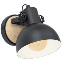 44057 Бра LUBENHAM, 1х28W(E27), L175, H205, А210, сталь, дерево, черный, коричневый