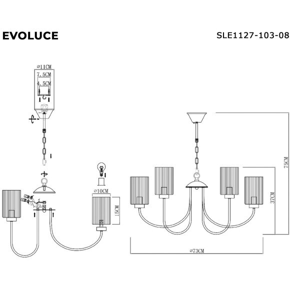SLE1127-103-08 Светильник подвесной Хром/Прозрачный E14 8*40W TILDA SLE1127-103-08 Светильник подвесной Хром/Прозрачный E14 8*40W TILDA
