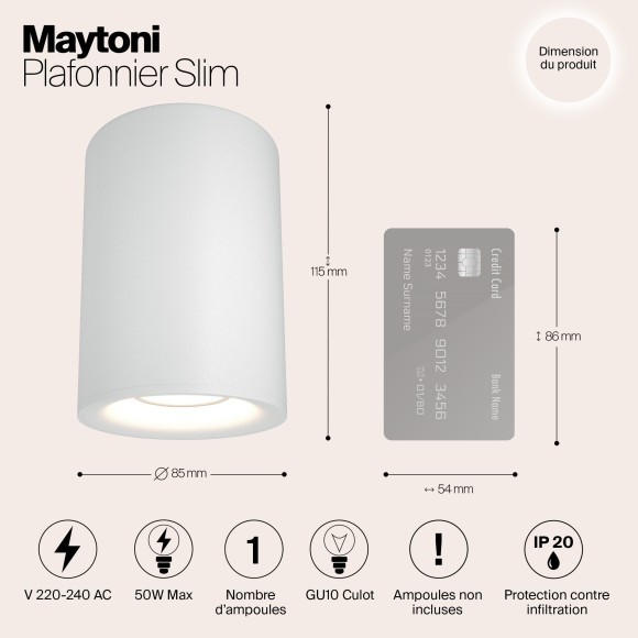 Накладной потолочный светильник Maytoni C012CL-01W Slim под лампу 1xGU10 50W