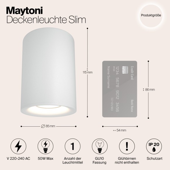 Накладной потолочный светильник Maytoni C012CL-01W Slim под лампу 1xGU10 50W