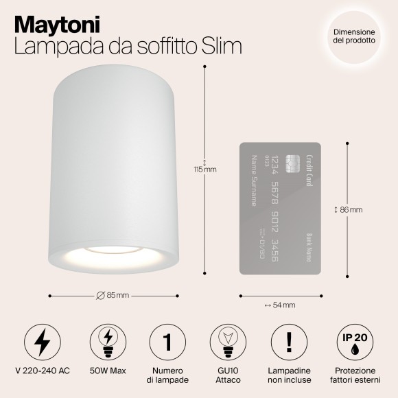 Накладной потолочный светильник Maytoni C012CL-01W Slim под лампу 1xGU10 50W