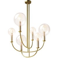 Латунная люстра на штангах с прозрачными плафонами, 6 ламп Е14 Maytoni Status MOD333PL-06BS