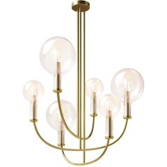 Латунная люстра на штангах с прозрачными плафонами, 6 ламп Е14 Maytoni Status MOD333PL-06BS