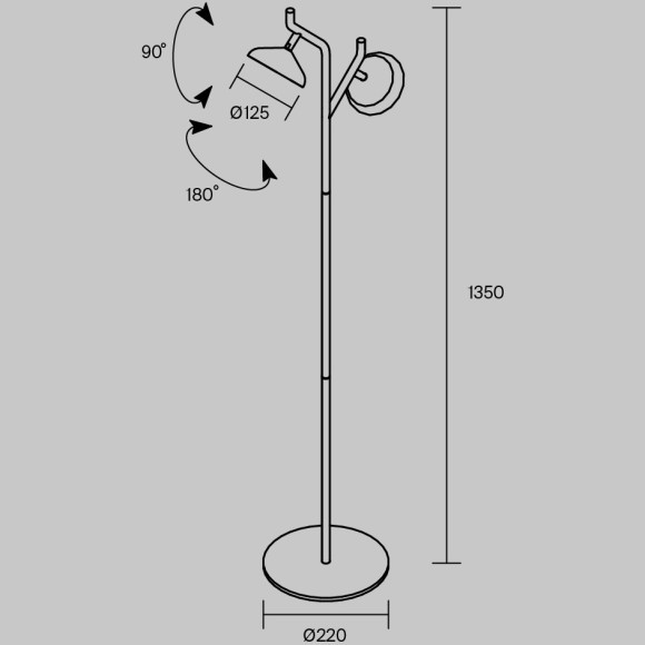 MOD451FL-L8B3K Напольный светильник (торшер) с сенсорным диммером, 8Вт, 3000К, 90CRI, 120° Maytoni Vita