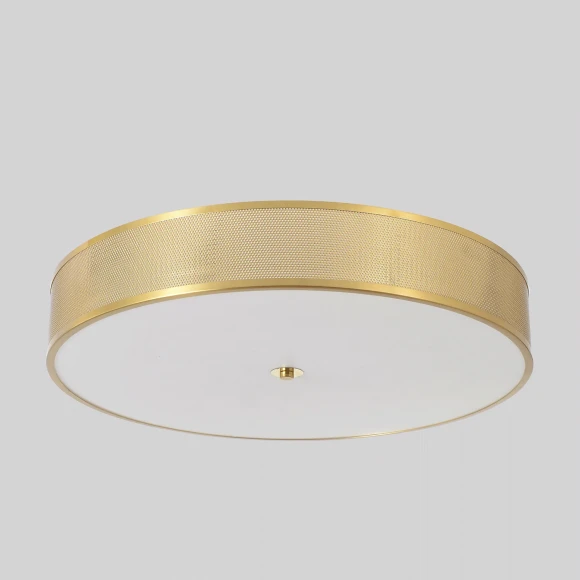 BUTTON PL40W LED Crystal Lux BUTTON Накладной потолочный светильник латунного цвета с белым акриловым рассеивателем, LED 40 Вт, CCT 3000–6000 К, пульт ДУ, 3200 Лм, CRI 80, IP20, 220 В, подключение через клемму