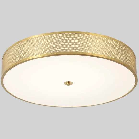 BUTTON PL40W LED Crystal Lux BUTTON Накладной потолочный светильник латунного цвета с белым акриловым рассеивателем, LED 40 Вт, CCT 3000–6000 К, пульт ДУ, 3200 Лм, CRI 80, IP20, 220 В, подключение через клемму