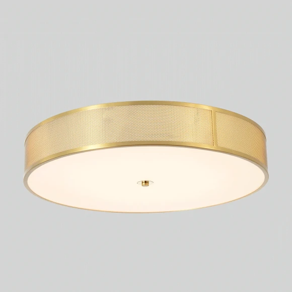 BUTTON PL40W LED Crystal Lux BUTTON Накладной потолочный светильник латунного цвета с белым акриловым рассеивателем, LED 40 Вт, CCT 3000–6000 К, пульт ДУ, 3200 Лм, CRI 80, IP20, 220 В, подключение через клемму