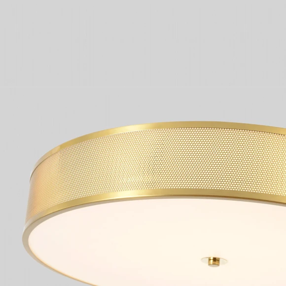 BUTTON PL40W LED Crystal Lux BUTTON Накладной потолочный светильник латунного цвета с белым акриловым рассеивателем, LED 40 Вт, CCT 3000–6000 К, пульт ДУ, 3200 Лм, CRI 80, IP20, 220 В, подключение через клемму