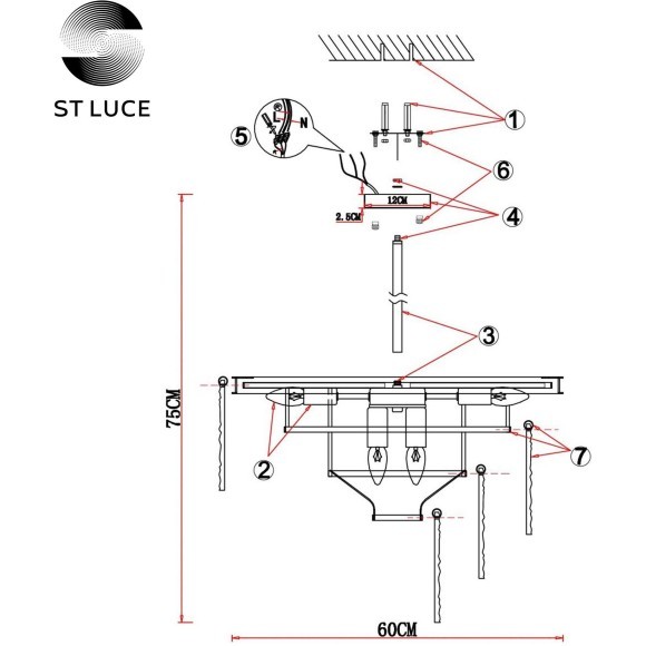 SL1230.302.08 Люстра потолочная ST-Luce Латунь/Прозрачный E14 8*60W STABIA