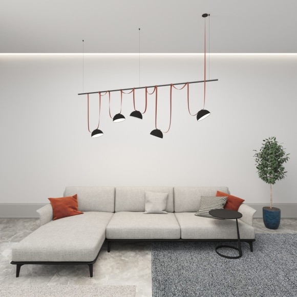 DK5660-BK Cветильник для трека-ремня Belty Smart, серия Flow со светодиодом, D220*H117мм, 48V DC, 24W, RA90, 120°, 3000-5700K, IP20, черный, алюминий