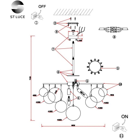 SL1231.302.06 Люстра потолочная ST-Luce Латунь/Белый E14 6*60W VITTORIA SL1231.302.06 Люстра потолочная ST-Luce Латунь/Белый E14 6*60W VITTORIA