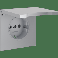 Накладка для розетки с заземлением, защитными шторками и крышкой, S70 (серый)