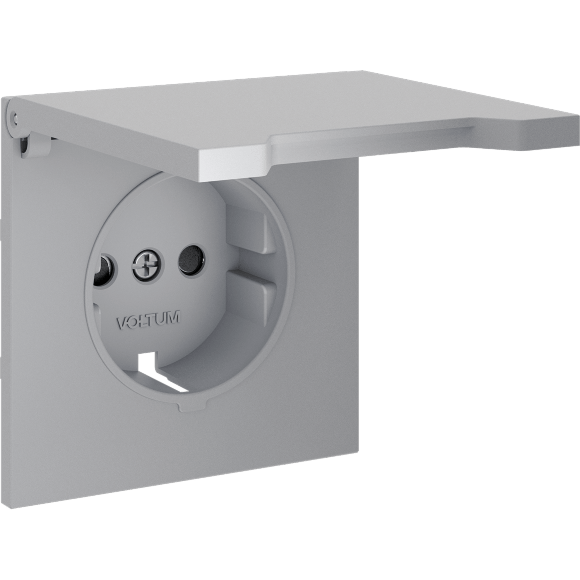 Накладка для розетки с заземлением, защитными шторками и крышкой, S70 (серый)