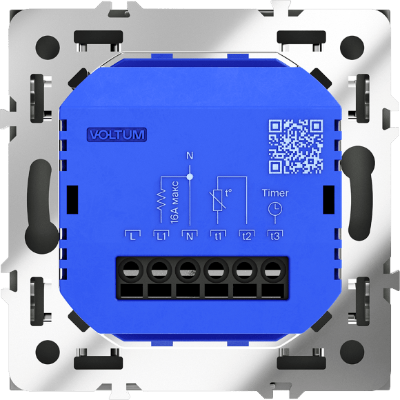 Терморегулятор электронный VOLTUM S70 с индикацией и датчиком, для теплого пола, (графит)