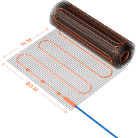 VLT01-200-7.0 Нагревательный мат (Теплый пол) длиной 14 метров и шириной полметра (0.5 метра) Voltum Т200 мощность 1400Вт 200Вт/м², двужильный экранированный кабель, клеевая основа, укладка в плиточный клей/стяжку, гарантия 25 лет