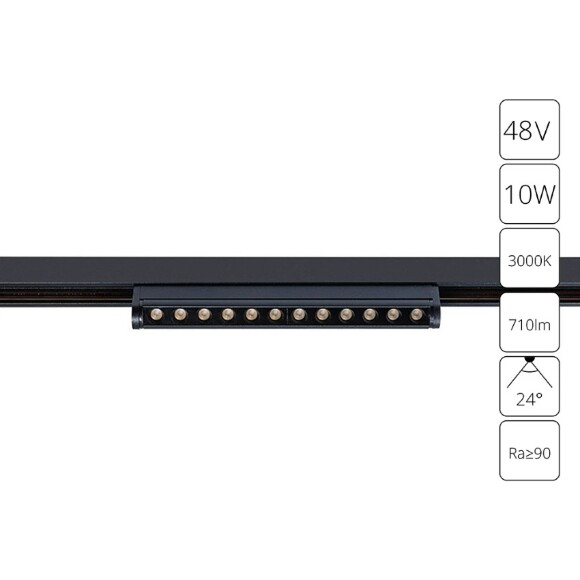 A7288PL-1BK Трековый магнитный светодиодный светильник Arte Lamp Optima CRI90+ 3000К 710Лм 24° 10Вт