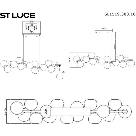 SL1519.303.16 Светильник подвесной ST-Luce Латунь/Белый G9 16*5W 4000K SWEVEN
