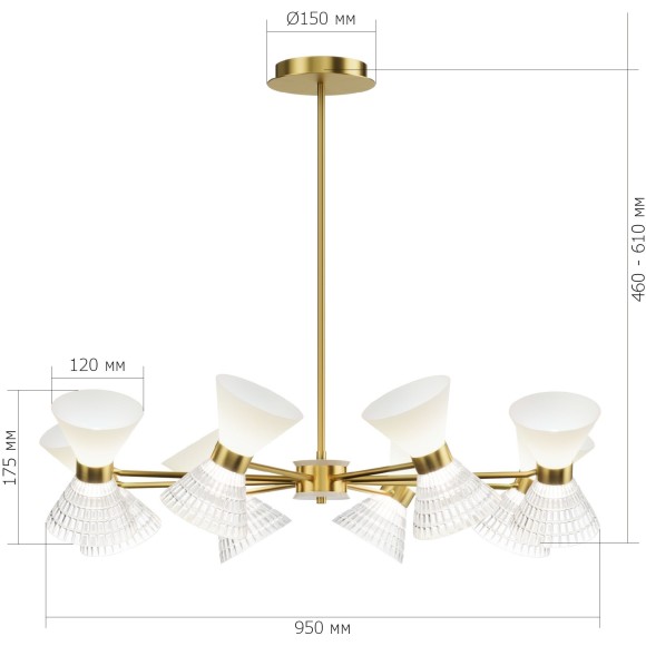 SL2004.303.16 Светильник подвесной ST-Luce латунь/прозрачный, белый, латунь G9 LED 16*5W SPIRIT