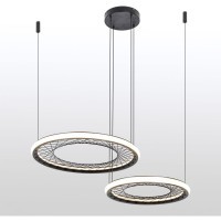 SY6037 LUSSOLE МЭКОН Подвесная люстра чёрная с белым акриловым рассеивателем, LED 77 Вт, 3000 К, 6930 Лм, IP20, высота 1500 мм