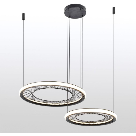 SY6037 LUSSOLE МЭКОН Подвесная люстра чёрная с белым акриловым рассеивателем, LED 77 Вт, 3000 К, 6930 Лм, IP20, высота 1500 мм