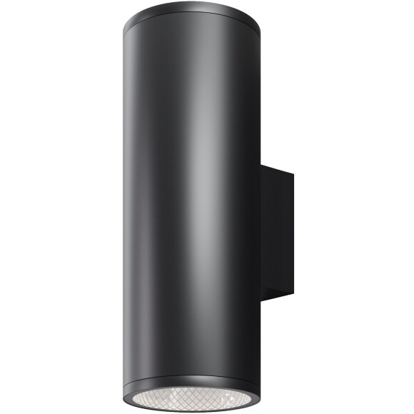 Maytoni Shim O514WL-L30B3K Уличный настенный светодиодный светильник-цилиндр для подсветки фасадов зданий, свет вверх и вниз, матовый черный металл, COB LED 30Вт 3000K 2050Лм 35° CRI90 IP65 -40...+50°, светодиоды Bridgelux