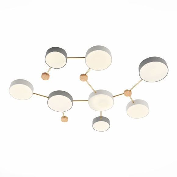 SLE600102-08 Светильник потолочный Золотистый, Светлое дерево/Белый, Серый LED 8*16,5W 4000K DOSSENA SLE600102-08 Светильник потолочный Золотистый, Светлое дерево/Белый, Серый LED 8*16,5W 4000K DOSSENA