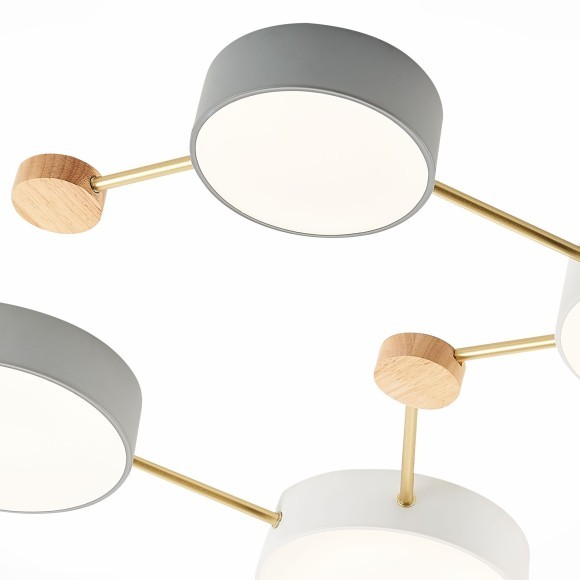 SLE600102-08 Светильник потолочный Золотистый, Светлое дерево/Белый, Серый LED 8*16,5W 4000K DOSSENA SLE600102-08 Светильник потолочный Золотистый, Светлое дерево/Белый, Серый LED 8*16,5W 4000K DOSSENA