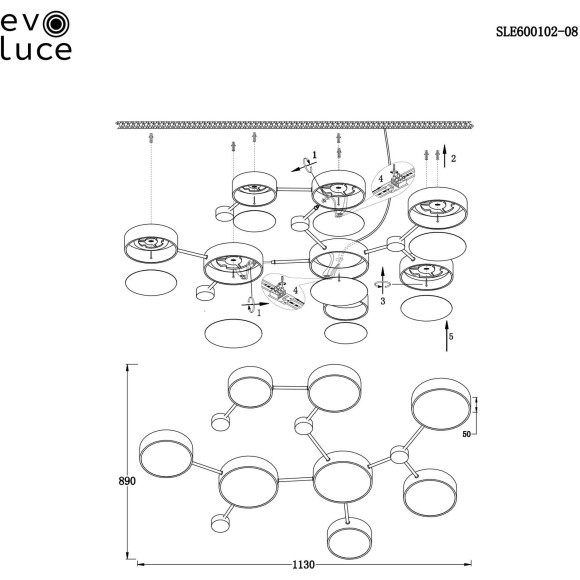 SLE600102-08 Светильник потолочный Золотистый, Светлое дерево/Белый, Серый LED 8*16,5W 4000K DOSSENA SLE600102-08 Светильник потолочный Золотистый, Светлое дерево/Белый, Серый LED 8*16,5W 4000K DOSSENA