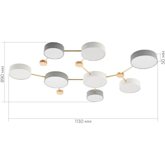 SLE600102-08 Светильник потолочный Золотистый, Светлое дерево/Белый, Серый LED 8*16,5W 4000K DOSSENA SLE600102-08 Светильник потолочный Золотистый, Светлое дерево/Белый, Серый LED 8*16,5W 4000K DOSSENA