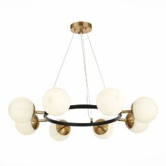 SLE220403-08 Светильник подвесной Черный, Латунь/Белый E27 8*60W FORLI SLE220403-08 Светильник подвесной Черный, Латунь/Белый E27 8*60W FORLI