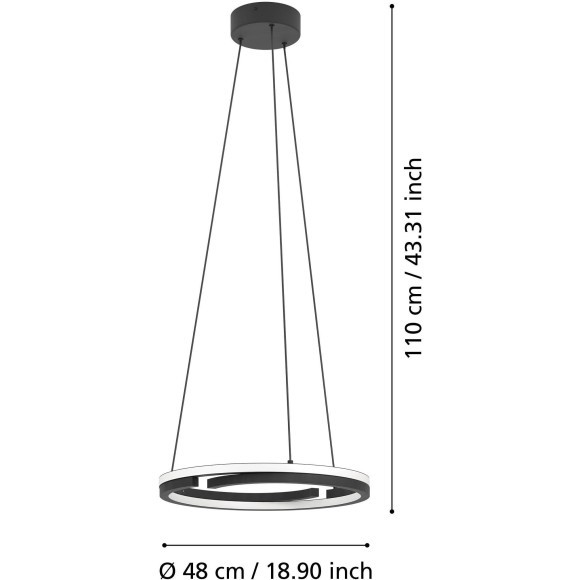 901822 EGLO MEZZOMONTE (Меццомонте) подвесной LED-светильник, 2x20 Вт, 2700-6500 K, пульт