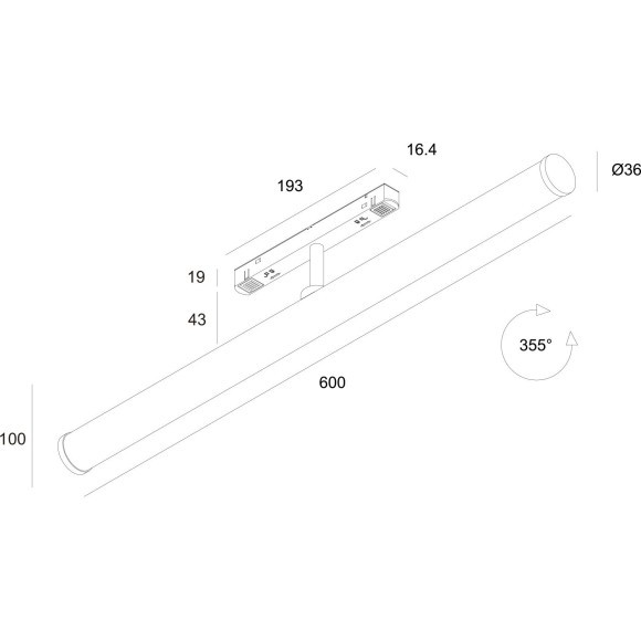 TR086-2-25W4K-B Трековый магнитный светодиодный светильник Maytoni Gravity CRI90+ 4000К 1880Лм 360° 25Вт