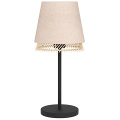 43977 Настольная лампа TABLEY, 1X40W (E27), H425, сталь, черный / текстиль, дерево, коричневый 43977 Настольная лампа TABLEY, 1X40W (E27), H425, сталь, черный / текстиль, дерево, коричневый