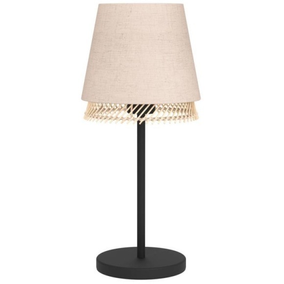 43977 Настольная лампа TABLEY, 1X40W (E27), H425, сталь, черный / текстиль, дерево, коричневый 43977 Настольная лампа TABLEY, 1X40W (E27), H425, сталь, черный / текстиль, дерево, коричневый