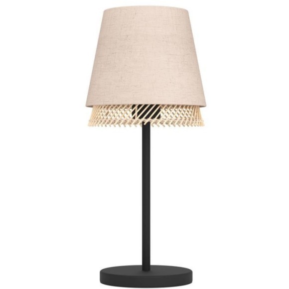 43977 Настольная лампа TABLEY, 1X40W (E27), H425, сталь, черный / текстиль, дерево, коричневый 43977 Настольная лампа TABLEY, 1X40W (E27), H425, сталь, черный / текстиль, дерево, коричневый