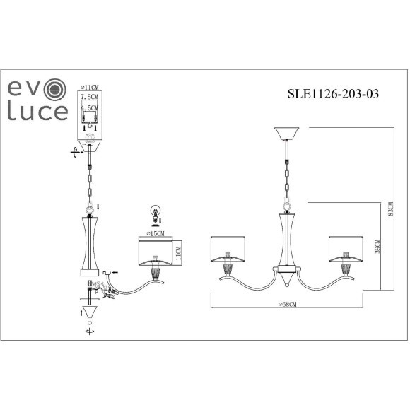 SLE1126-203-03 Светильник подвесной Шампань/Бежевый E14 3*40W CASSIA