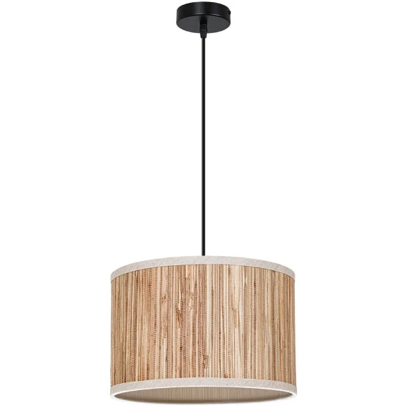 Arte Lamp STRAW A7091SP-1BK Подвесной современный светильник в эко стиле, с плафоном диаметром 30 см из натуральной вертикальной соломы, основание черный металл, макс. высота 105 см, лампа E27 1шт до 40Вт IP20 220В