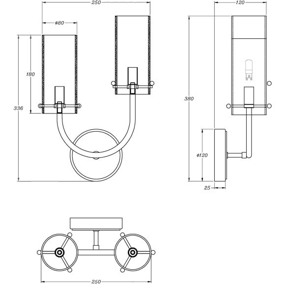 Настенный светильник (бра) Maytoni MOD223WL-02BS1