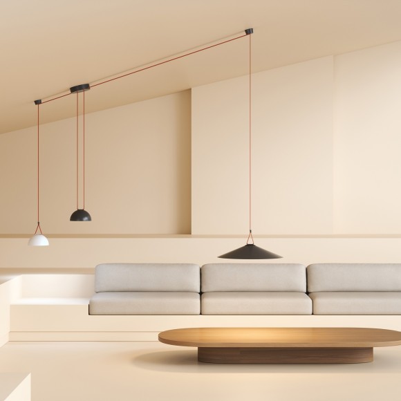 DK5660-WH+BK Cветильник для трека-ремня Belty Smart, серия Flow, со светодиодом, D220*H117мм, 48V DC, 24W, RA90, 120°, 3000-5700K, IP20, белый с черным, алюминий