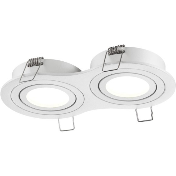 371023 Двойной белый скругленный встраиваемый поворотный светильник GU10 2*50W 220-240V IP20 Novotech WIR MORUS