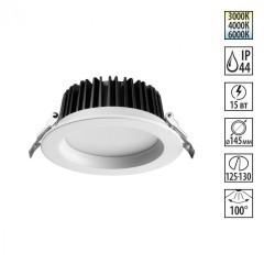 Светильник встраиваемый с переключателем цветовой температуры IP44 LED 15W 3000К\4000К\6000К Novotech DRUM 359414 Светильник встраиваемый с переключателем цветовой температуры IP44 LED 15W 3000К\4000К\6000К Novotech DRUM 359414