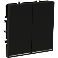 Выключатель встраиваемый VOLTUM S70 двухклавишный с подсветкой 10А, (черный матовый)