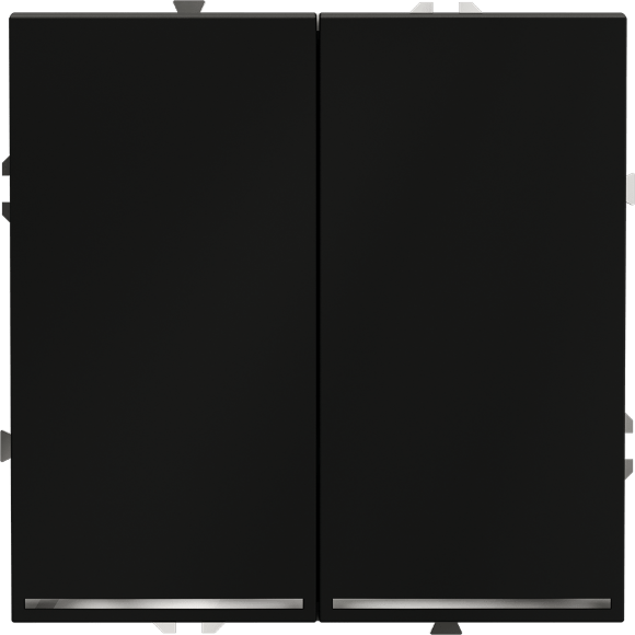 Выключатель встраиваемый VOLTUM S70 двухклавишный с подсветкой 10А, (черный матовый)