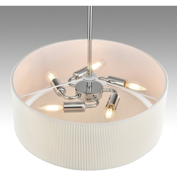 8110/5 MODERNI LN25 хром/белый, металл/текстиль Люстра подвесная E14 5*40W 220V ZIGRISA