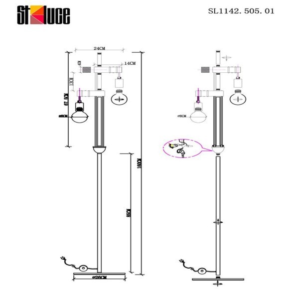 SL1142.505.01 Светильник напольный Белый, Светлое дерево E27 2*60W BAGETTI SL1142.505.01 Светильник напольный Белый, Светлое дерево E27 2*60W BAGETTI