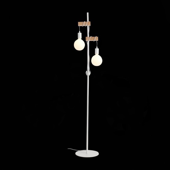 SL1142.505.01 Светильник напольный Белый, Светлое дерево E27 2*60W BAGETTI SL1142.505.01 Светильник напольный Белый, Светлое дерево E27 2*60W BAGETTI