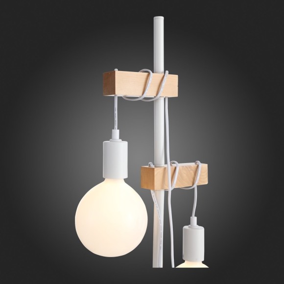 SL1142.505.01 Светильник напольный Белый, Светлое дерево E27 2*60W BAGETTI SL1142.505.01 Светильник напольный Белый, Светлое дерево E27 2*60W BAGETTI