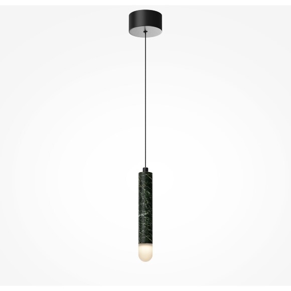 Maytoni Bell MOD534PL-L4B3K Светильник подвесной светодиодный, плафон цилиндр из натурального темно-зеленого мрамора и белым матовым рассеивателем, диаметр 40мм, LED 4Вт 3000K 250Лм CRI90 120° IP20 220V